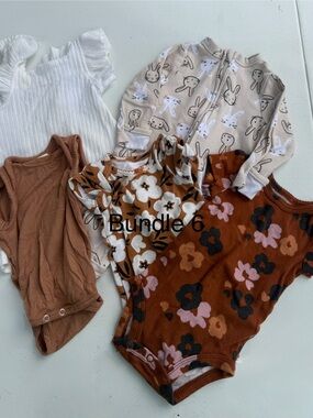 Neutral & Rust Floral Baby Bundle - 5 Pack
